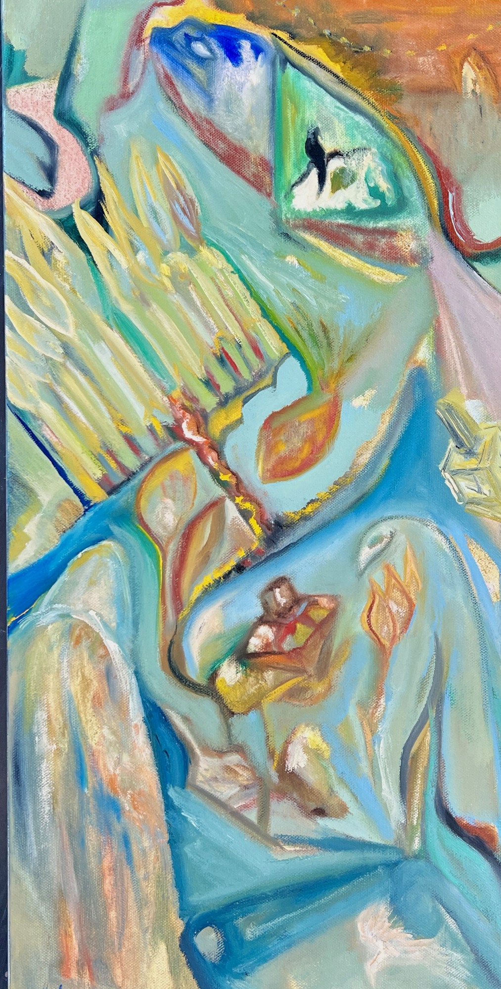 Blue Chagall — painting by Leat Silvera, 12 × 24 in