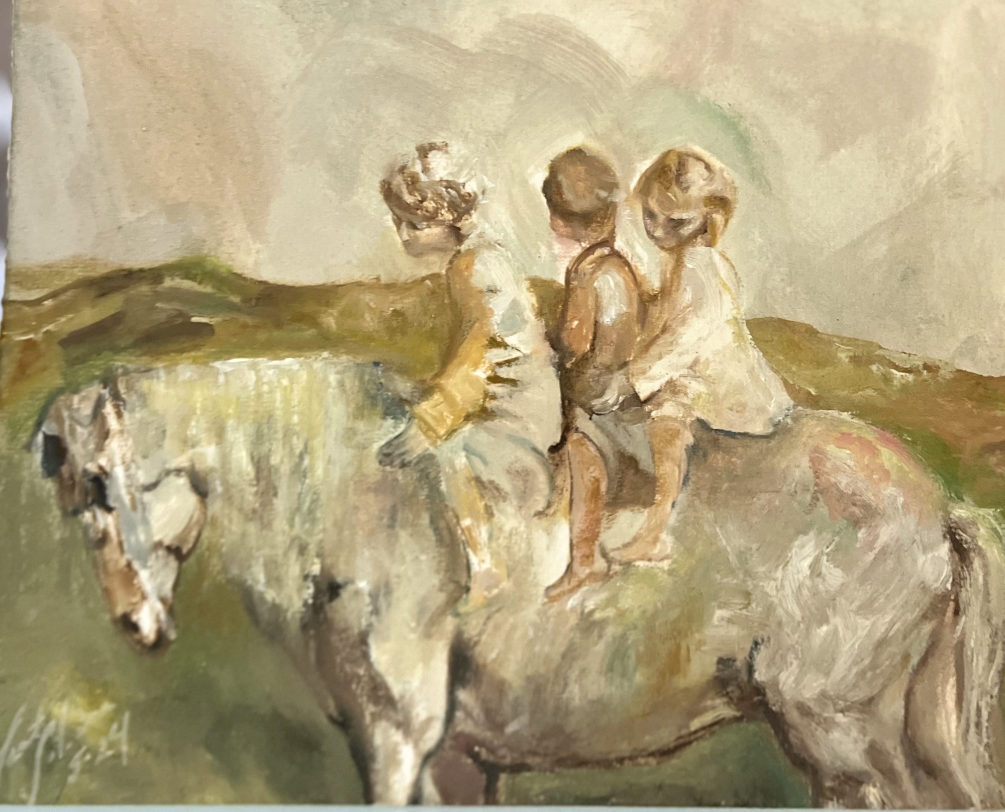 Childhood — painting by Leat Silvera, 12 × 9 in