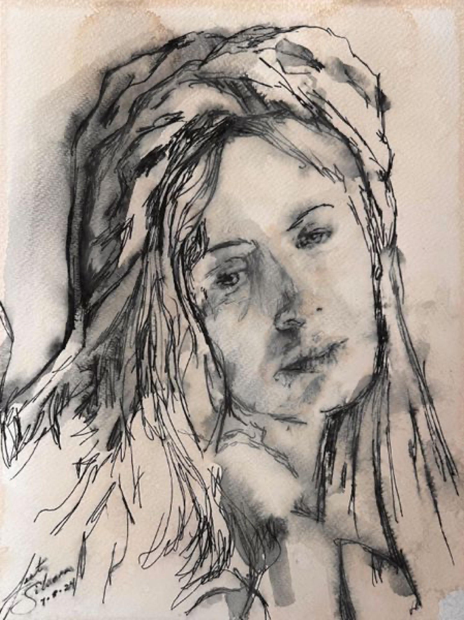 Grace: A Tribute to Julia Cameron — painting by Leat Silvera, 9 × 12 in