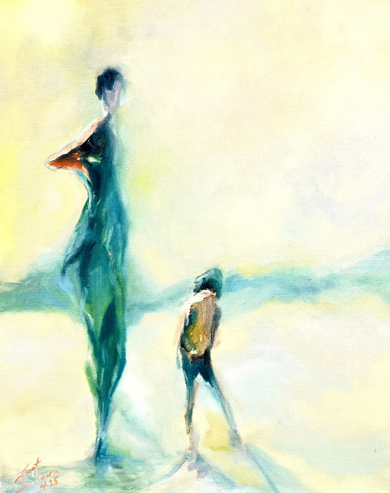Mother and Child — painting by Leat Silvera, 16 × 20 in