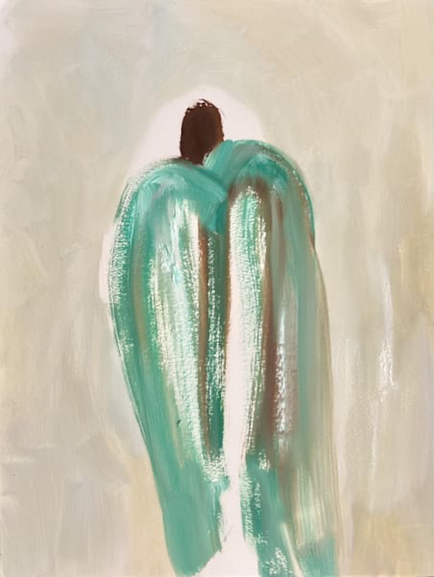 Pause — Oil on archival oil paper, 12 × 16 in