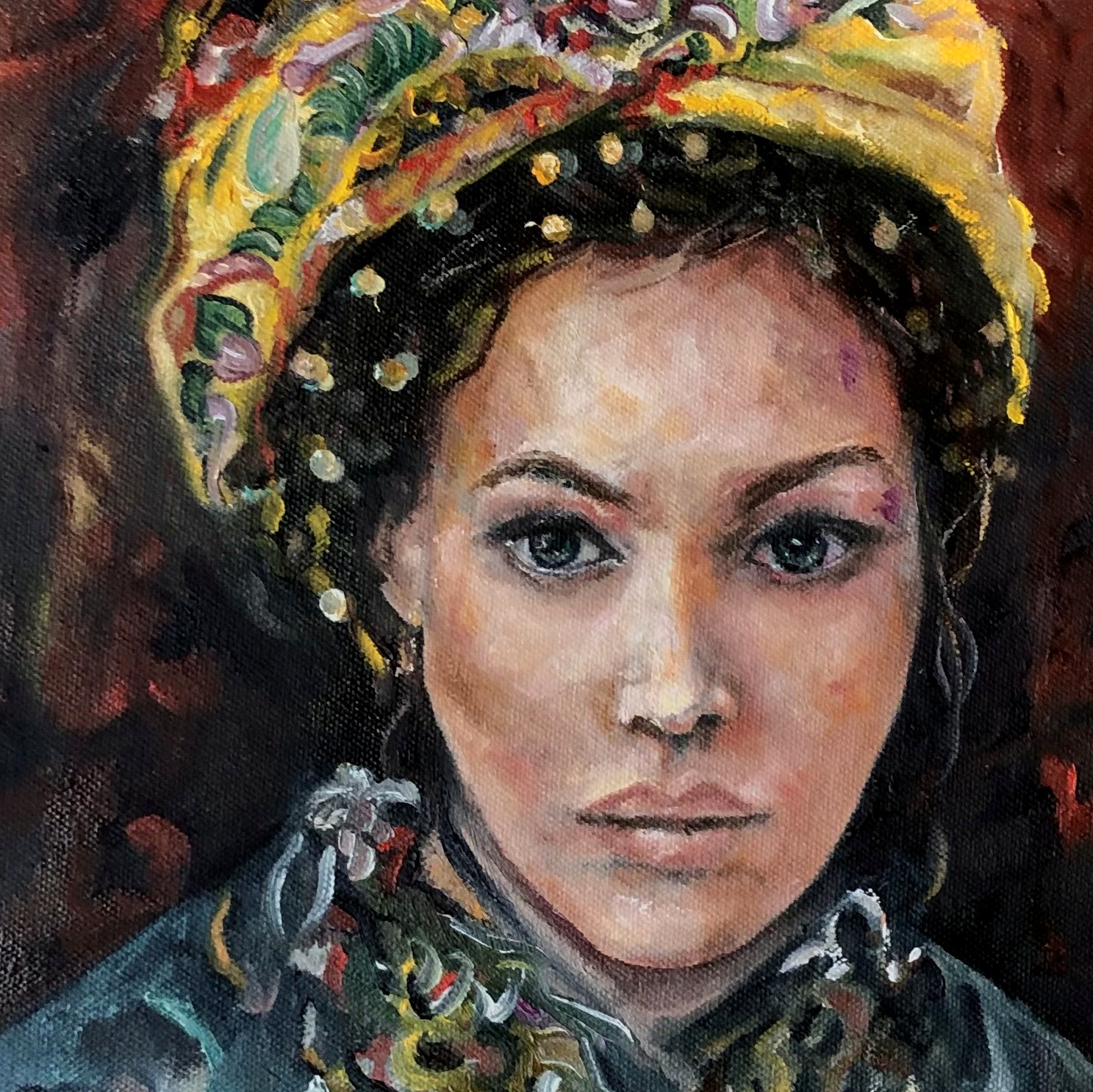 Ukrainian Woman — painting by Leat Silvera, 12 × 12 in